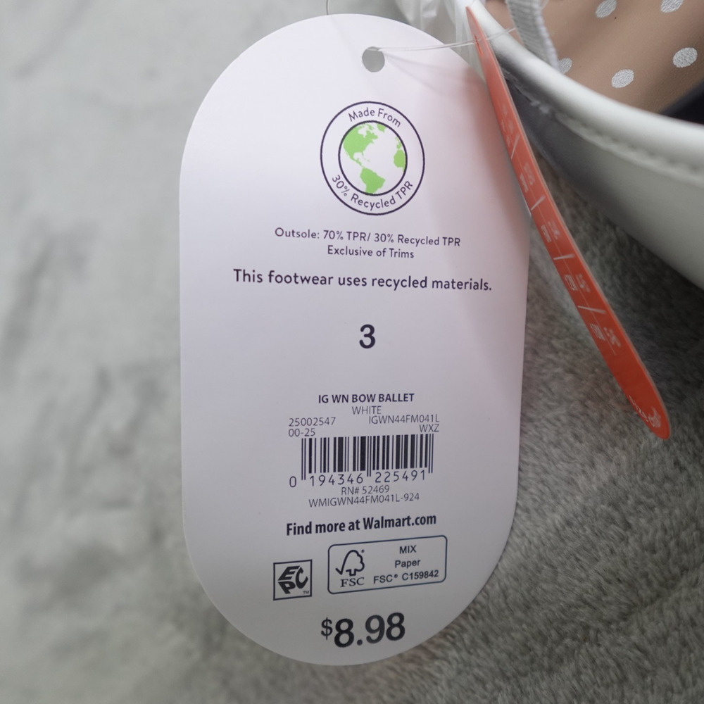 Wonder Nation Toddler Girls Size 3 Bow Ballet Flat Shoes White - Picture 3 of 11